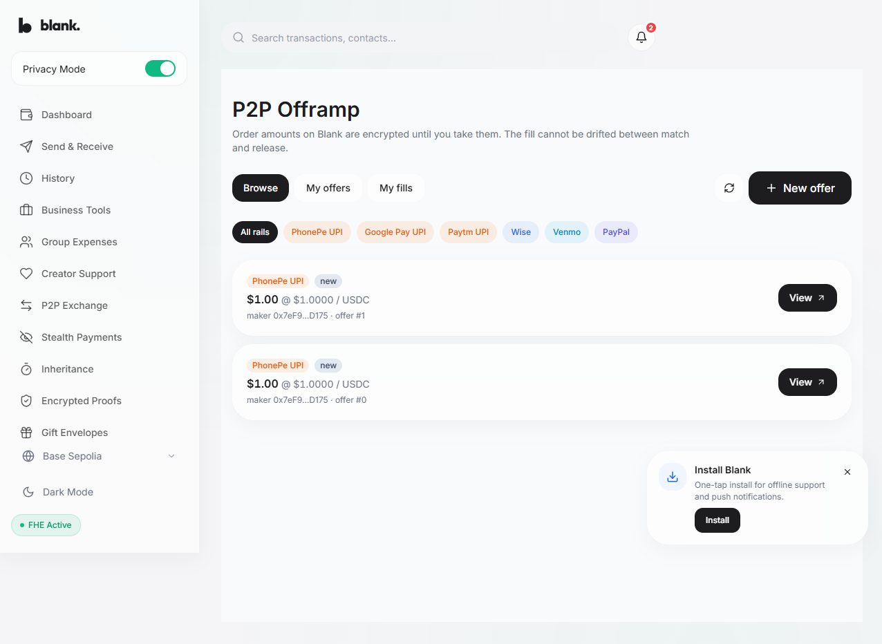 Offramp create after